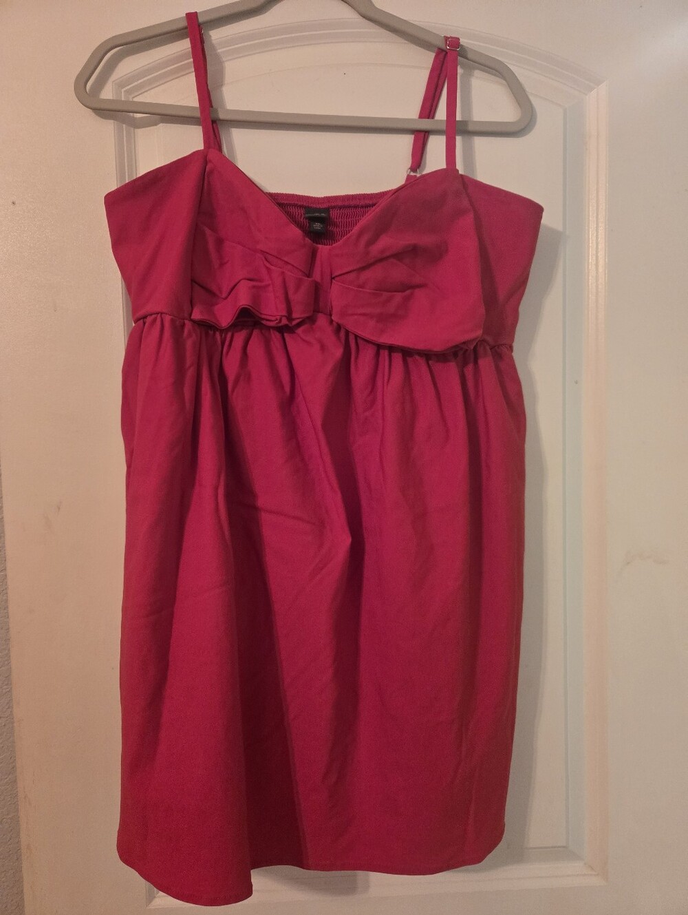 Womens Red Spaghetti Strap Dress with Bow Accent